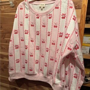 Peach Love Cherry with Bow Fleece Sweatshirt